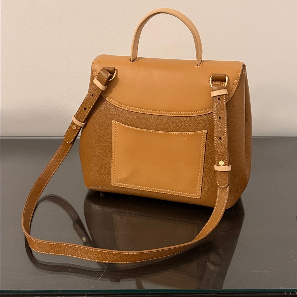 Polene Numbero Un Brown & Tan Leather Top-Handle Satchel - Picture 3 of 7